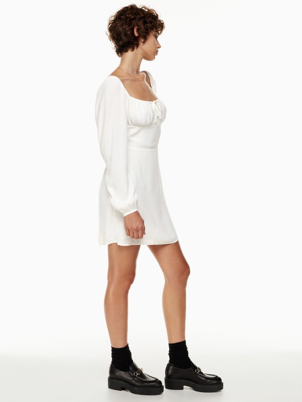 Princess Polly White Sweetheart Tie Long-Sleeve Mini Dress